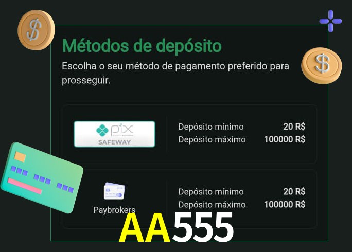O cassino AA555 oferece uma grande variedade de métodos de pagamento